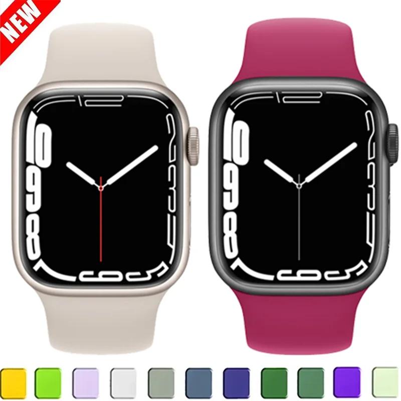 

Силиконовый ремешок для Apple Watch Ремешок 44 мм 45 мм 40 мм 41 мм 42-38 мм 45 мм Спортивный браслет Iwatch Series 8 7 6 5 4 3 SE 9 Ultra 2 49 мм 38 40 41 mm S-M
