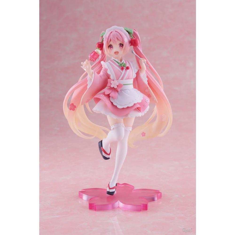 18CM Anime Hatsune Miku Figure Sakura Future Japanese Tea House Waiter Model Toy Gift Collection Action Figure PVC Doll