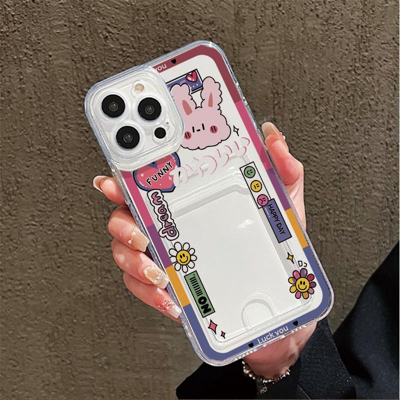 Card Slot Holder Silicone Wallet Pocket Case For iPhone 17 Air 16 14 Pro Max Xiaomi Redmi Note 13 12 14 Pro Honor X6A X6B X8A Cover Clear Phone Bumper