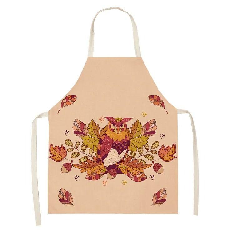 Colorful Owl Pattern Fashionable Ins Style Apron Adult Sleeveless Kitchen Home Baking Waist Bib