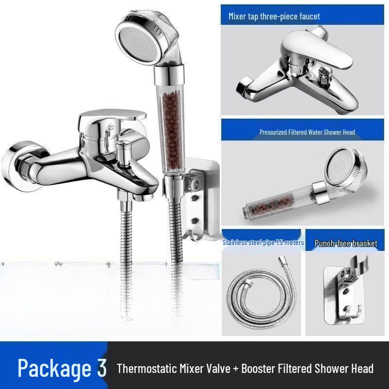 TLXT Wall-Mounted Copper Bathtub Shower Faucet Set