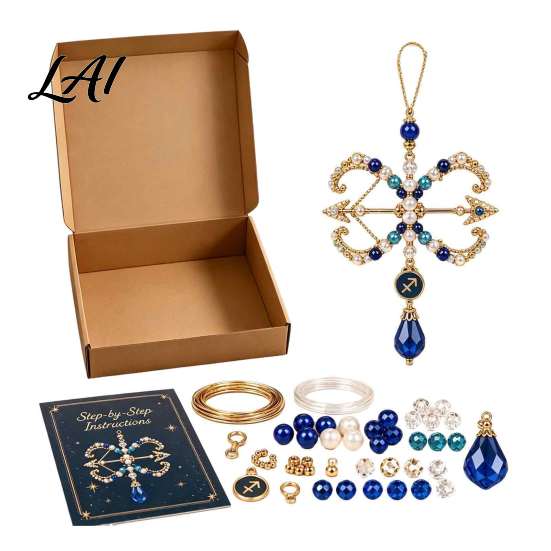 Creative Art Project for Students 12 Zodiac Beaded Ornament DIY Kit Constellation Pendant Making Craft Set Jewelry Assembly Lovers Keychain