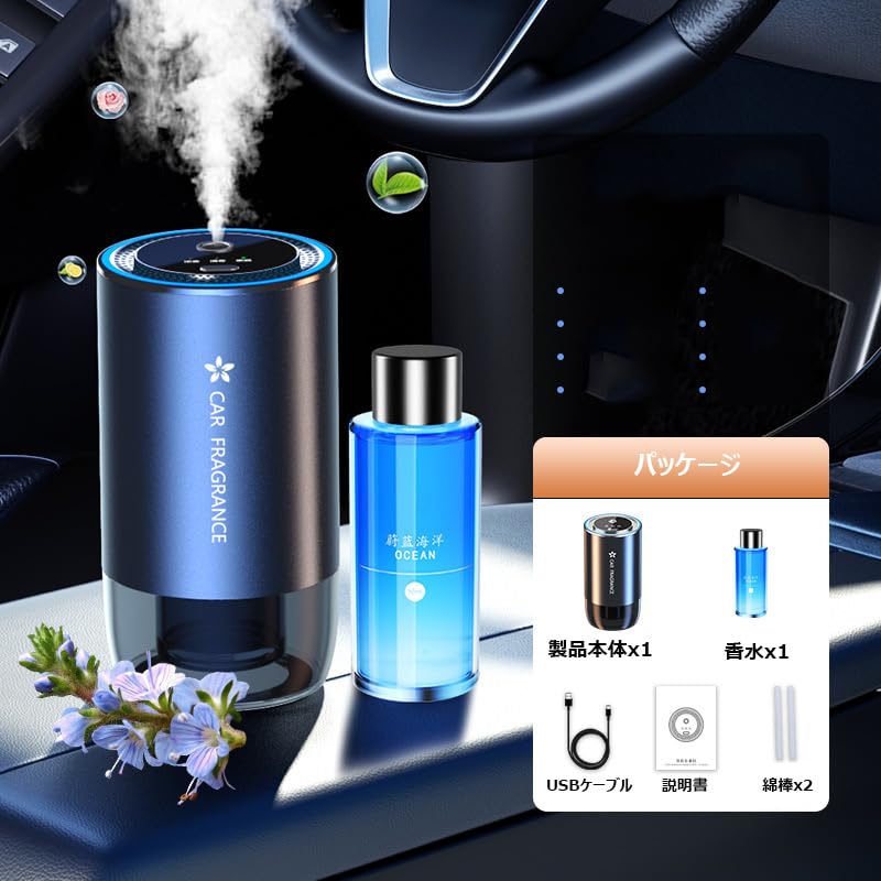 QOSEREN Car Aroma , Start-On, Ultrasonic Atomization, USB Powered Both USB Powered