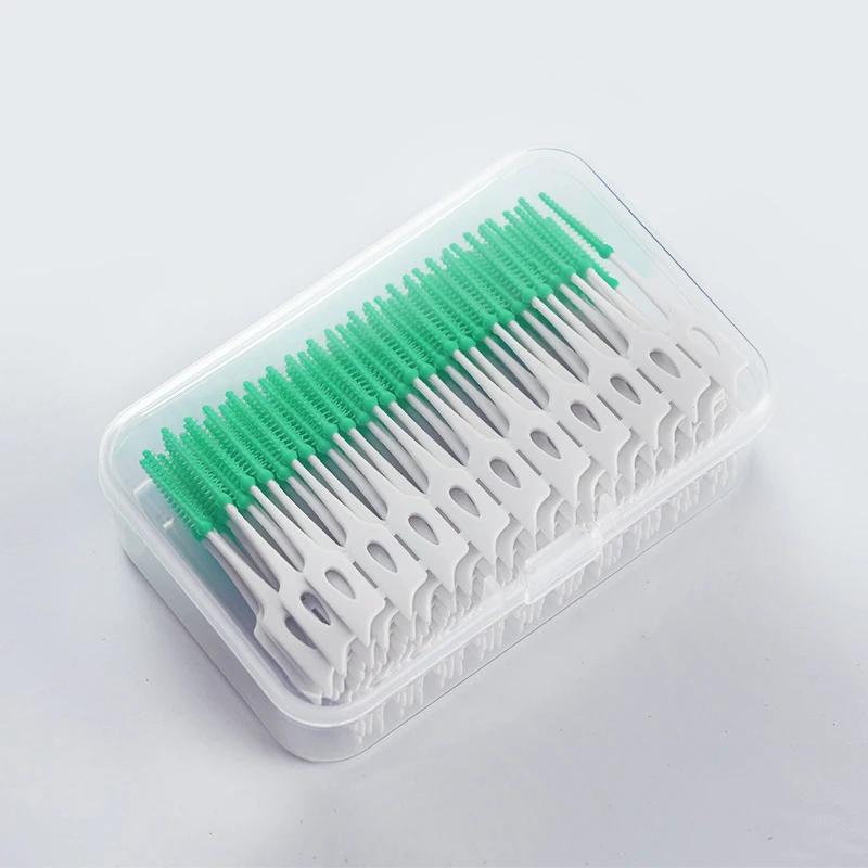 200Pcs/box Silicone Interdental Brush Super Soft Dental Cleaning Brushes Teeth Cleaner Dental Floss Toothpicks Oral Care Tools