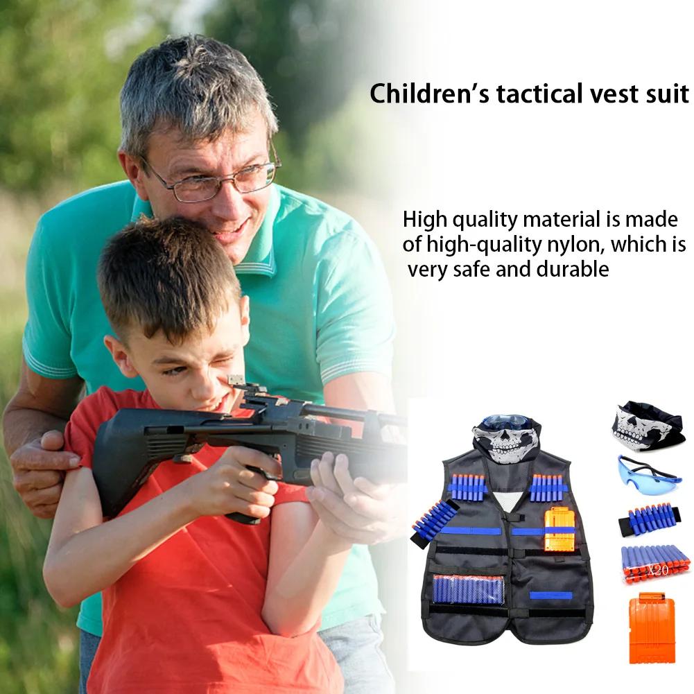 Kids Tactical Vest Kit for Nerf N-Strike Elite Series Bullets Magazines Goggles Bib Wrist Strap Kits Outdoor Game Toys