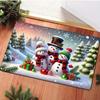 Winter Snowman Flannel Door Mat Carpet, 3 Snowman Print Absorbent Non-Slip for Kitchen Living Room Bedroom Bathroom Decor