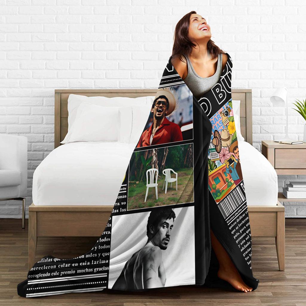 DTMF Mas Fotos Puerto Rico Frog Bad Bunny Album Blanket Quality Warm Soft Throw Blanket Autumn Couch Chair Funny Bedspread