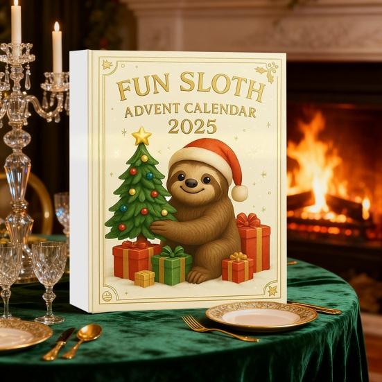 Sloth Advent Calendar Fun Christmas Decoration 24 Acrylic Sloth Collectibles 24-Day Countdown Calendar Holiday Gift for Sloth Lovers