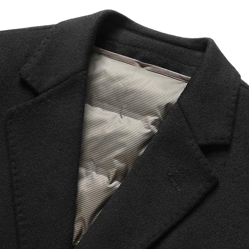 FAPAI Men's Two-in-One Sheep Wool Long Overcoat