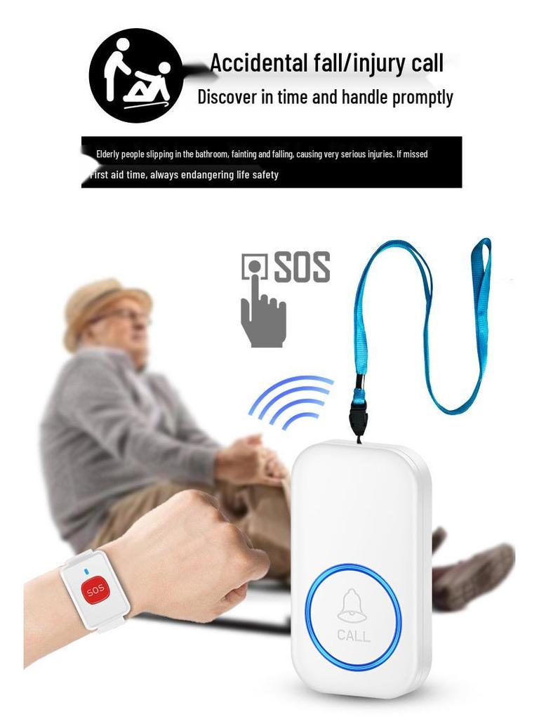Elderly Wireless Emergency Alarm with Lanyard & Music Bracelet