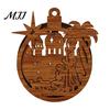 Wooden Christmas Ornaments 3D Light Up Ornament, Layered House Tree Snowman Magnetic Fridge Magnets for Nativity Scene Hanging Decoration Xmas