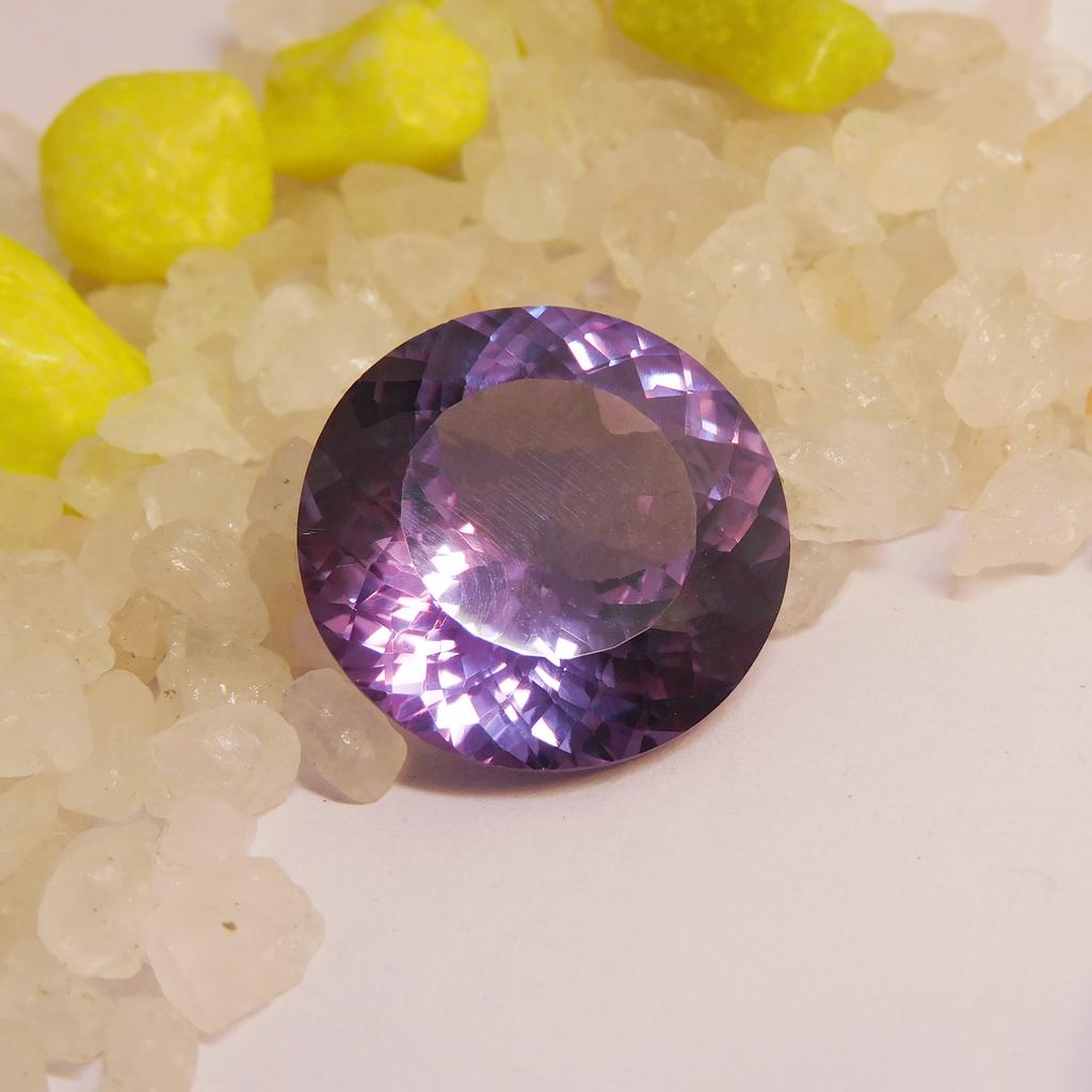 Natural Color Change Alexandrite Loose Gemstone Round Cut 34.55 Ct for Jewelry Making and Crafts
