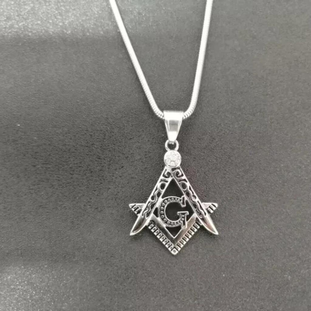 Mason Necklaces Pendants Gold Silver Color 316L Stainless Steel Round Snake Chain For Women/Men Masonic Symbol Jewelry