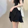 Summer French-style polo collar button dress for women, designer bow shirt dress, waist-cinching pleated short skirt