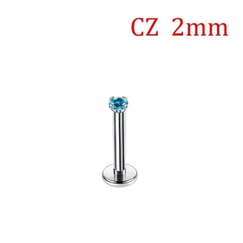 1 Stück G23 Titan Piercing CZ Stein Innen Gewinde Labret Monroe Lippenring Tragus Nagel Helix Ohrstecker 16G 18G Körperschmuck