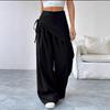 Irregular Loose Lace-up Suit Pants for Women New Design Slim Wide Leg Pants for Women Office Solid Color Spring Autumn Casual Office Fashion Trousers