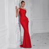 Europe, Amérique, Amazon printemps et été nouveau design sens tempérament sexy moulante épaule dénudée fente robe brillante