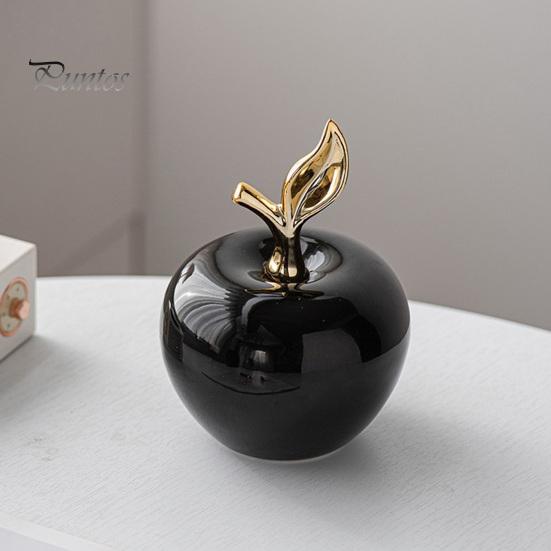 Nordic Style Room Decorations Resin Apples Figurine with Leaf Minimalist Fruit Ornament Modern Home Decor Arts Crafts Desk Office Decor Housewarming