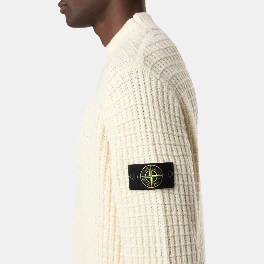 Stone Island Solid Color Crew Neck Loose Sweater Men sweater Beige 8115537D5-V0099