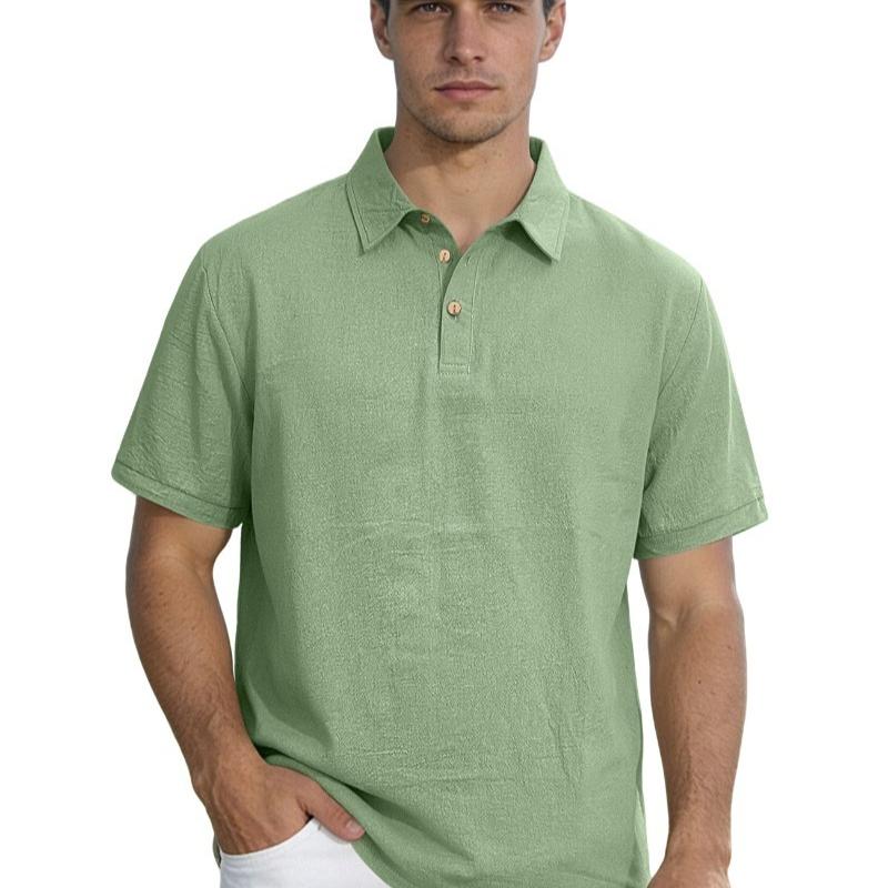 Polo Uomo in Lino Monocolore - T-shirt Premium da Business con Collo a Revers e Maniche Corte