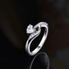 Geometric Heart Zirconia S925 Sterling Silver Ring - Simple Fashionable Jewelry