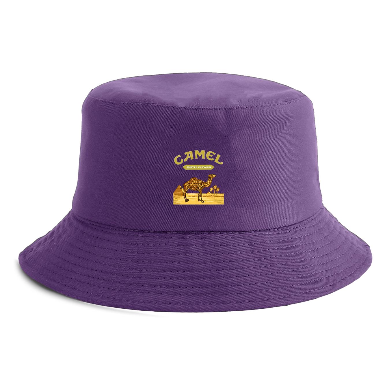 

Reversible Camel Desert Print Bucket Hat Retro Fisherman Cap for Men Women Summer Outdoor Sun Protection Travel Beach Hat фіолетовий