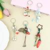 Handmade Ceramic Strawberry Pepper Keychain Vintage Style Smooth Surface Key Ring for Purse Hanging Decoration Gift