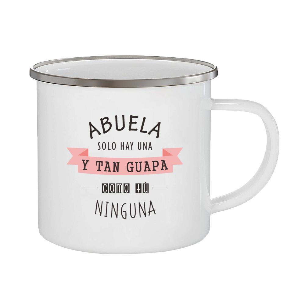 Best Grandmother in The World Spanish Print Enamel Coffee Mug Drinks Milk Cup Camping Mugs Best Birthday Holiday Gift for Abuela 360ml