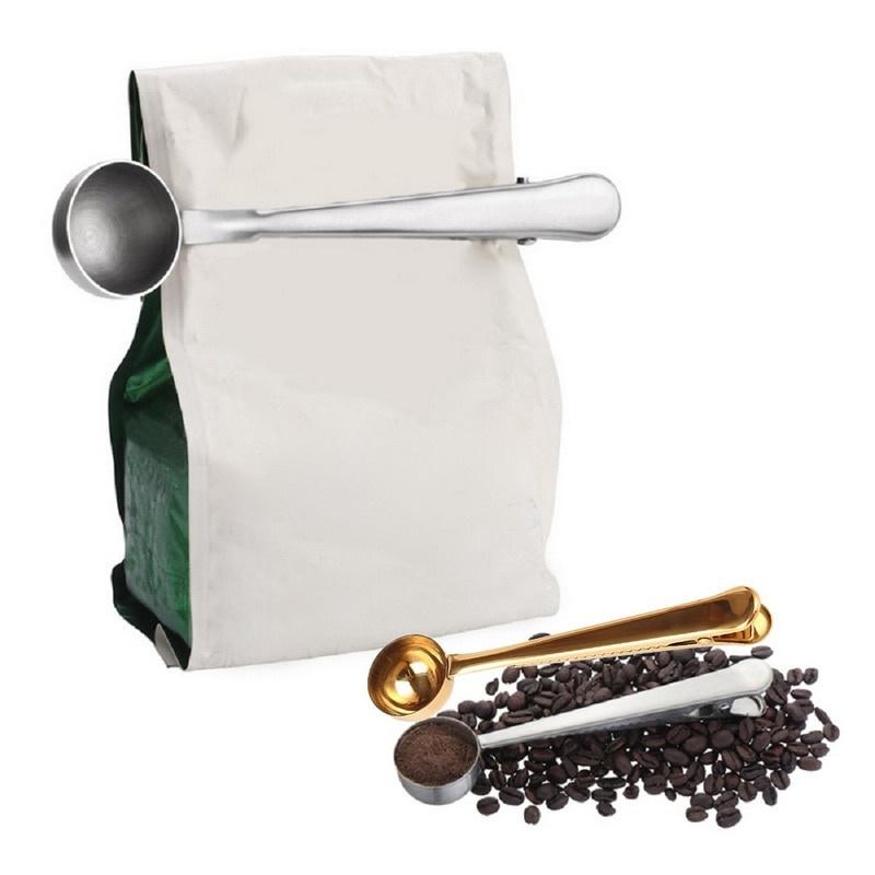 Practical Coffee Utensils Long Handle Clip Coffee Spoon Suit Home Kitchen Milk Powder Liquid Seasoning Sealed Measuring Spoon