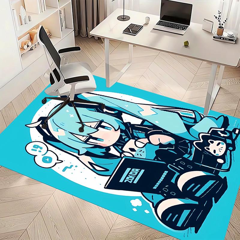 Hatsune Miku Printed Absorbent Washable Carpet, Non-Slip Bathroom Mats, Kitchen Rugs, Yoga Mat,Living Room Entrance, Camping Picnic Rugs