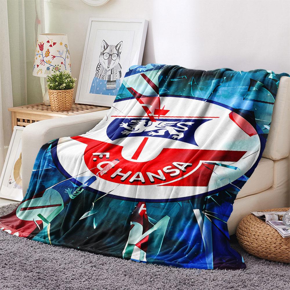 1PC FC Hansa Rostock Patterned Flannel Blanket Suitable For All Seasons for Home Decor Warmth and Comfort Gifts Holiday Present