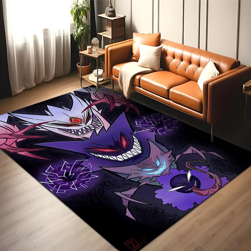1PC Japanese Anime Pokemen Gengar Area Rug,Carpet for Home Living Room Bedroom Sofa Doormat Kitchen Decor,Non-slip Floor Mat
