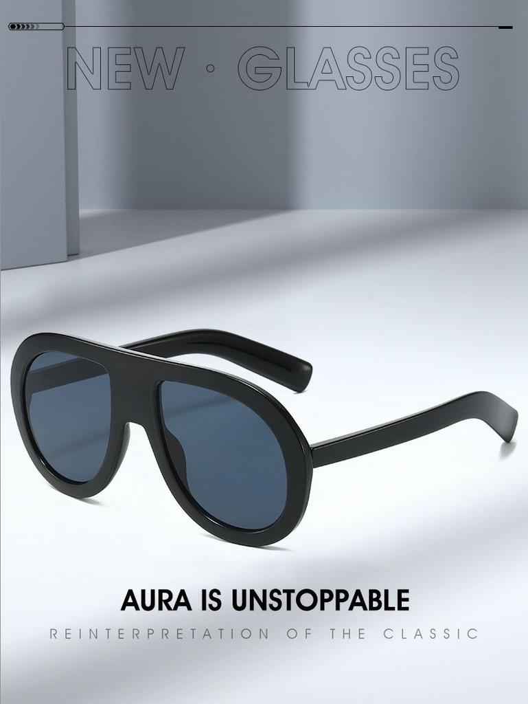 New Women's Large Frame European American Sunglasses - Trendy Goggle Style Fashion with High-End Feel