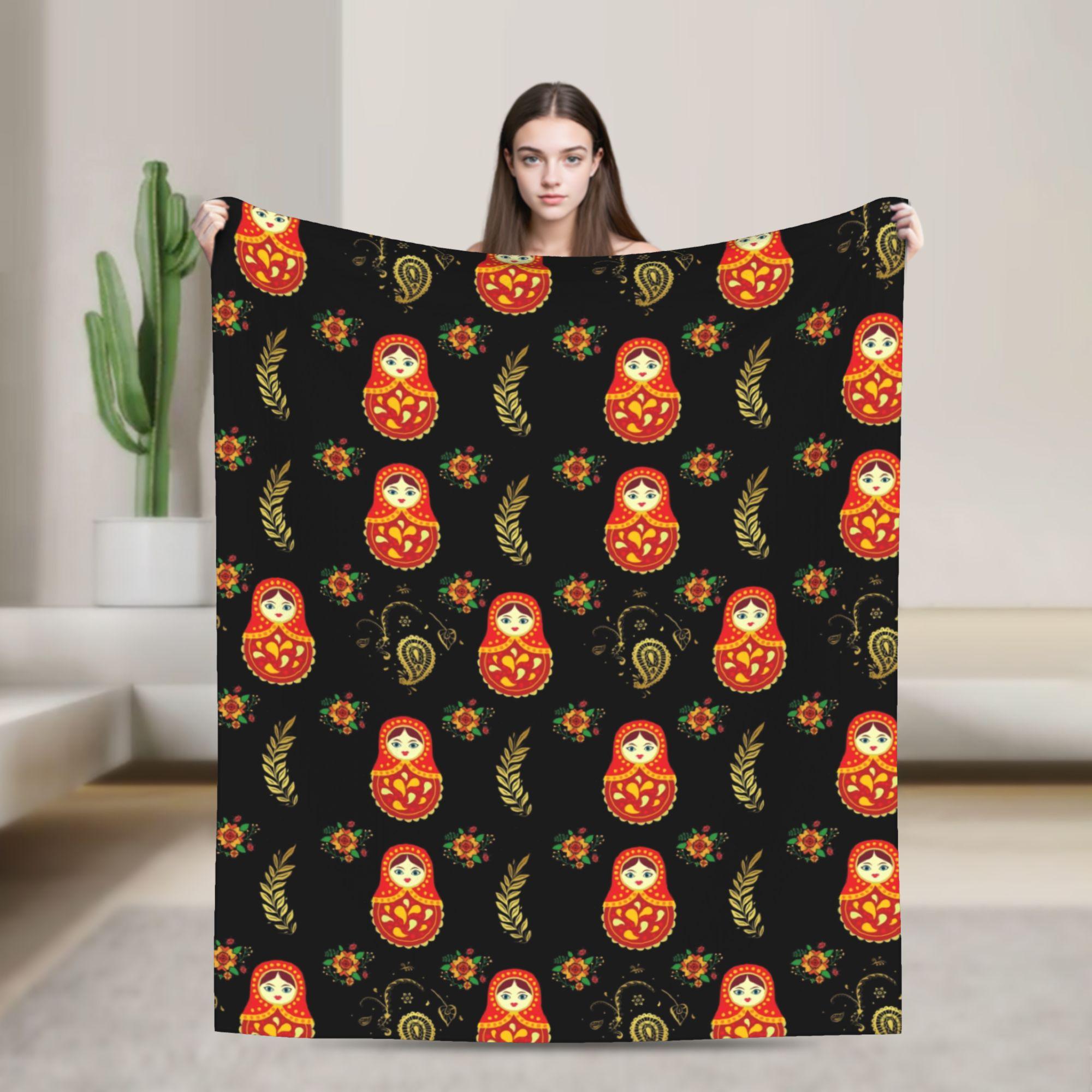 

Matryoshka Russian Nesting Doll Blanket Fleece Cute Super Soft Throw Blanket for Bedspread Quilt Multi-function 150x200cm