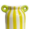 Ceramic Striped Flower Vase with Dual Handles Hand Painted Small Decorative Vase