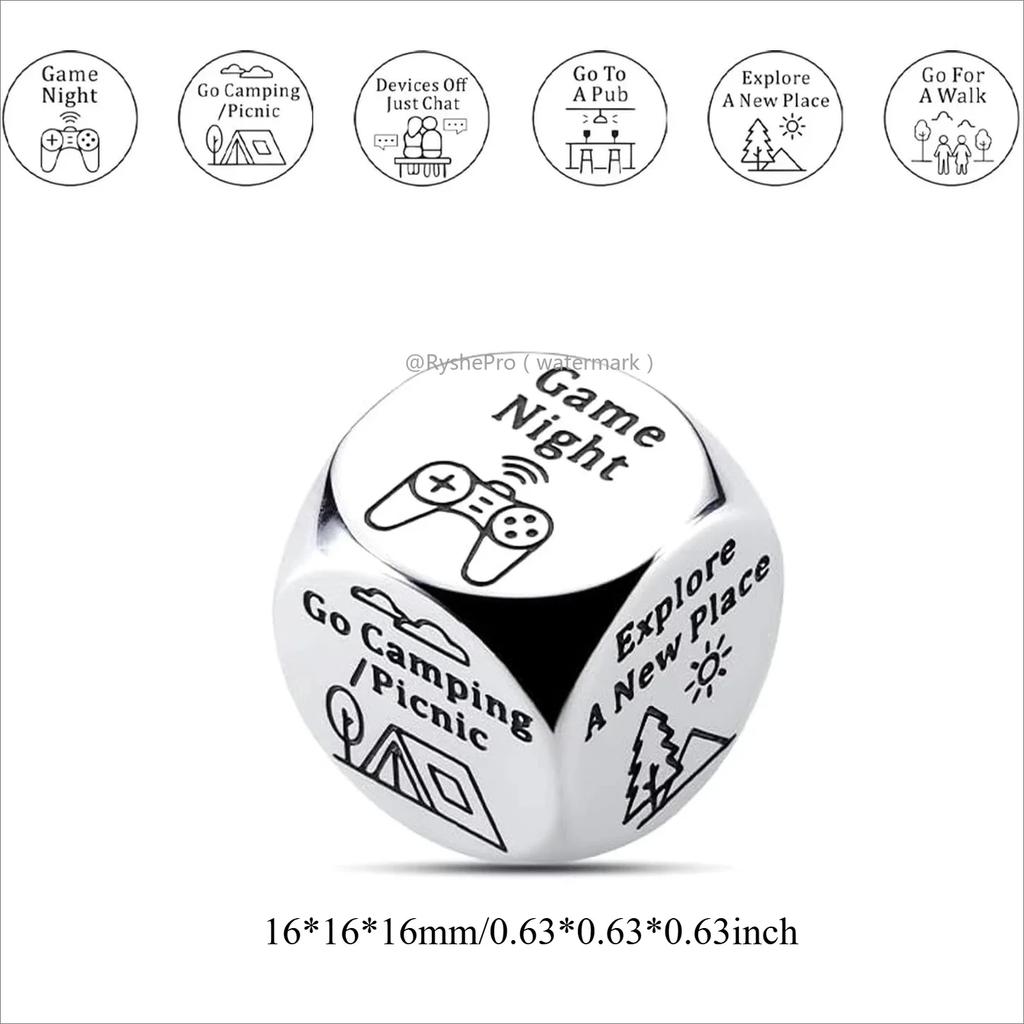 1pc Food Decision Dice Anniversary Date Night for Couple Stainless Steel Food Determine Dice Set Men Women Birthday Wedding Gift