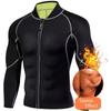 Men's Sweat Weight-loss Body-building Elastic Sport Long Sleeves Jacket Tops