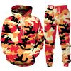 Nuovo Completo Tuta con Cappuccio e Pantaloni da Uomo Camouflage Stampa Felpe con Cappuccio Tute Sportive Casual Abbigliamento alla Moda da Uomo Set da 2pz