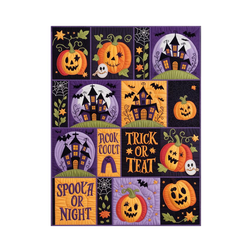 Halloween Print Pumpkin Castle Blanket Flannel Blanket Throw Blanket