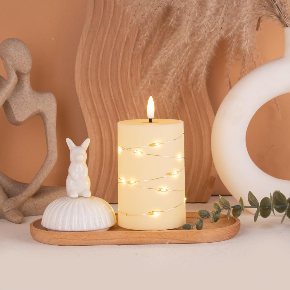 LED Flameless Candles with Fairy Lights Set