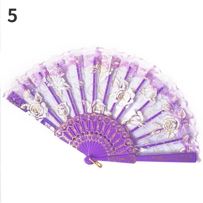 Rose fleur Kant Fans chinois style danse fête de mariage main nuptiale gitane cadeau décoration