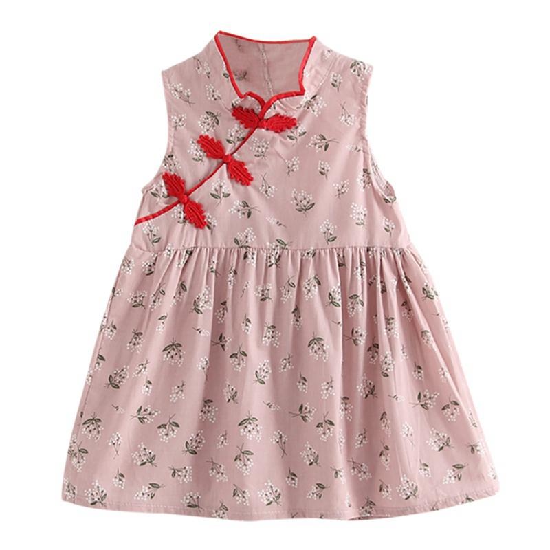 New Brand Summer Girls Dresses Snow Lotus Cheongsam Dress Girl Clothing Princess Dress Children