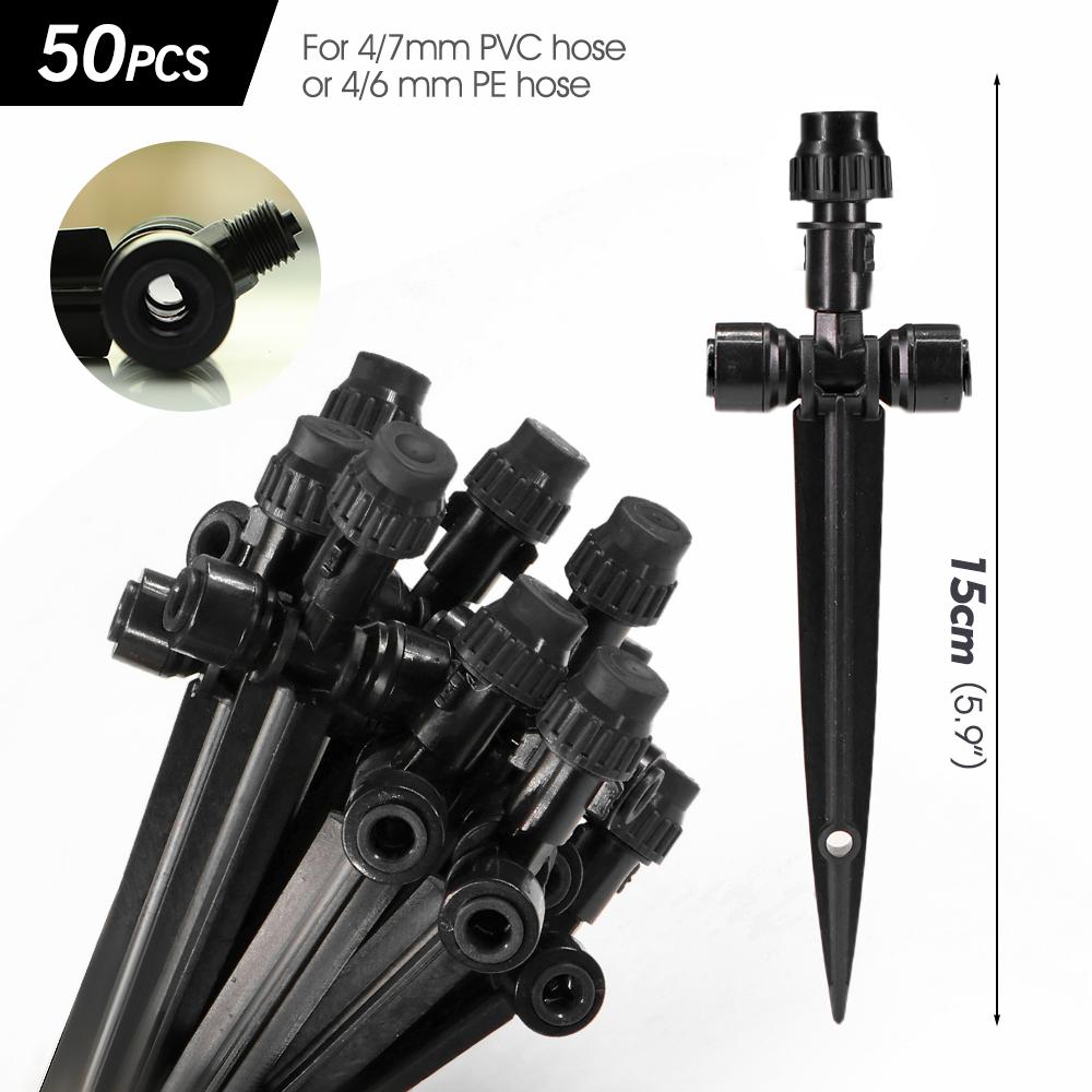180° Bend Misting Nozzles with Stake Adjustable Sprinkler 1/4" Fine Atomization Sprayer Quick Insert Slip Lock Garden Irrigation