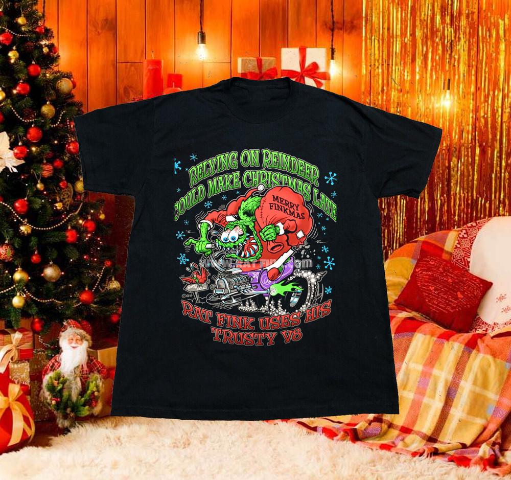 NEW Rat Fink Christmas Black Cotton S-5XL Shirt HS354 Unisex T-Shirt XXXL
