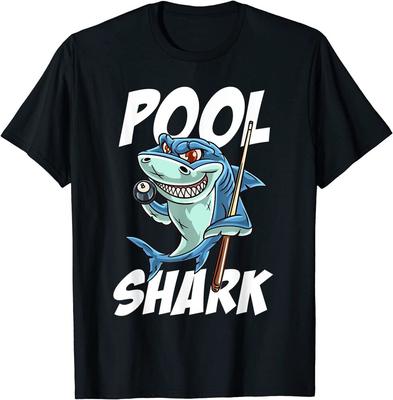 Divertente Maglietta Unisex Billiardo Pool Squalo Sala da Biliardo Battuta