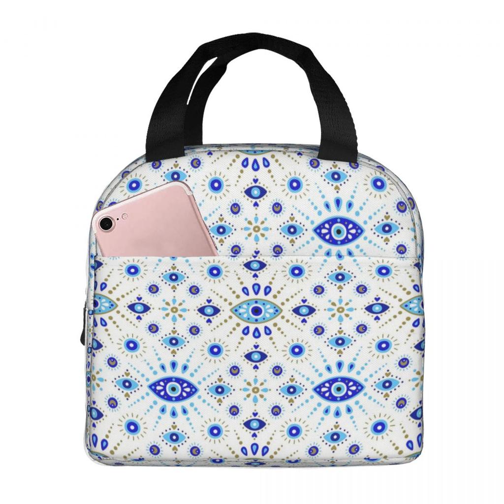Evil Eye Ethnic Mystic Greek Amulet Turkish Insulated Lunch Bag for Women Kids Portable Food Boxes Thermal Lunch Box Tote