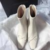 2025 Hot Sale Damesko Bakglidelås Dame Støvletter Sløyfeknute Ensfarget Moderne Støvletter Damer Nye Firkantet Tå Ankelstøvletter