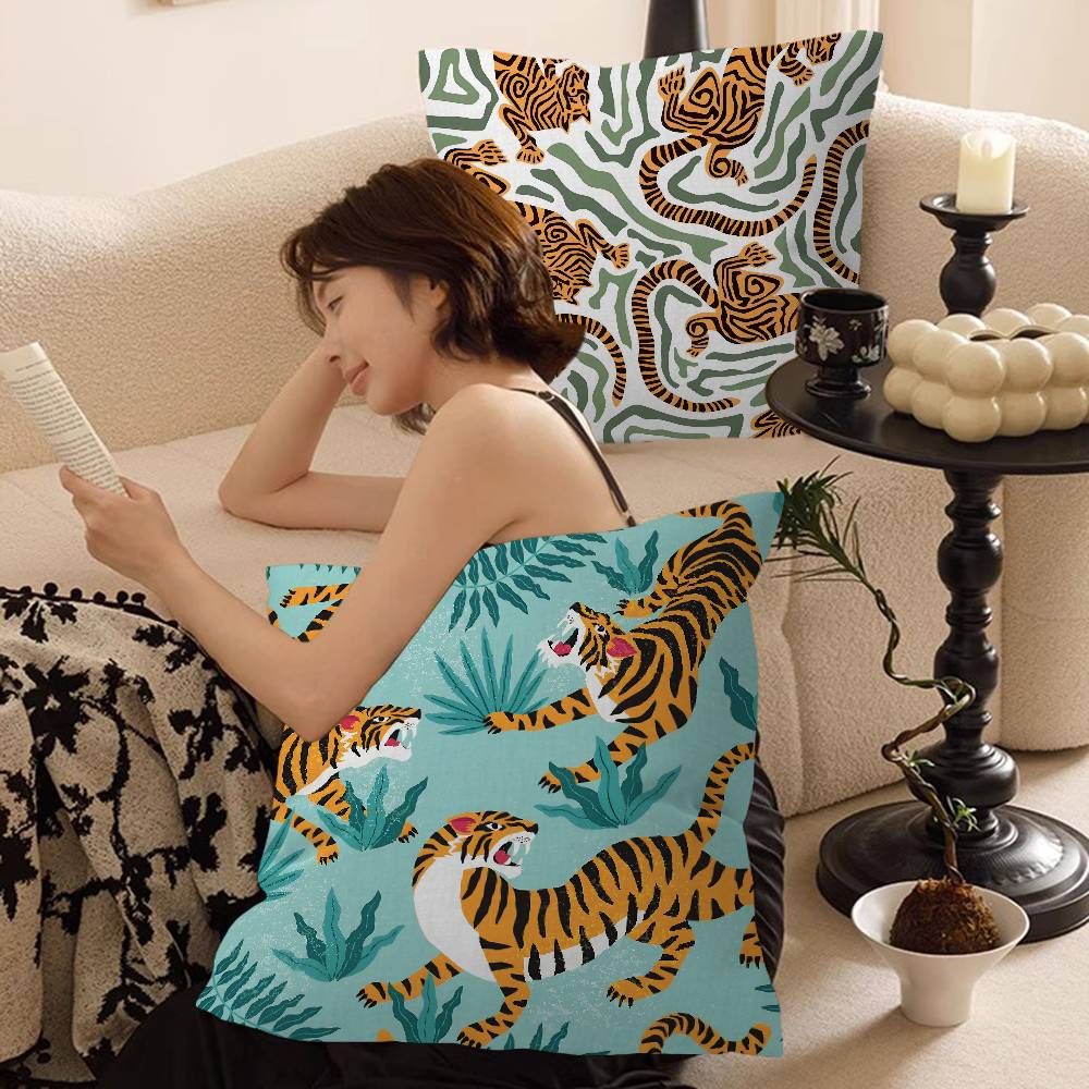 Animal Style Tiger Cushion Case Autumn Jungle Pillow Anime Pillow Sofa Bed Head Pillow Cover Cushion Cover 45x45 cm Fashion