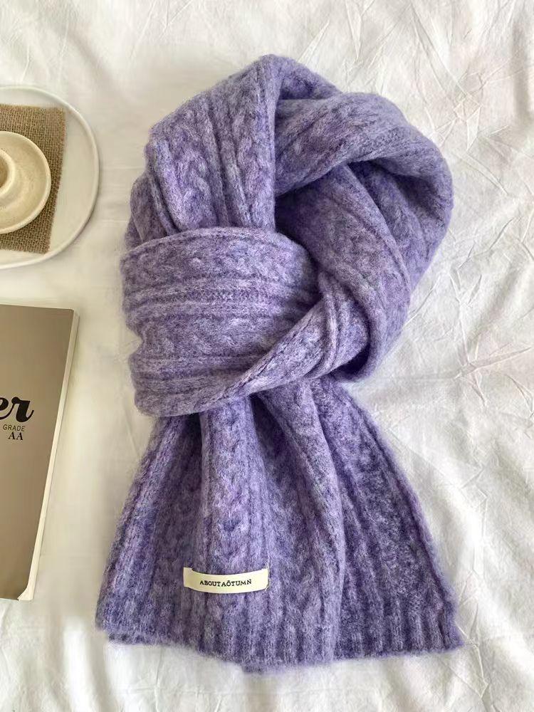 Wool Blended Knitted Scarf Women'S Winter Korean Version Soft Waxy Fashion Versatile Warm Student Couple Autumn And Winter Men