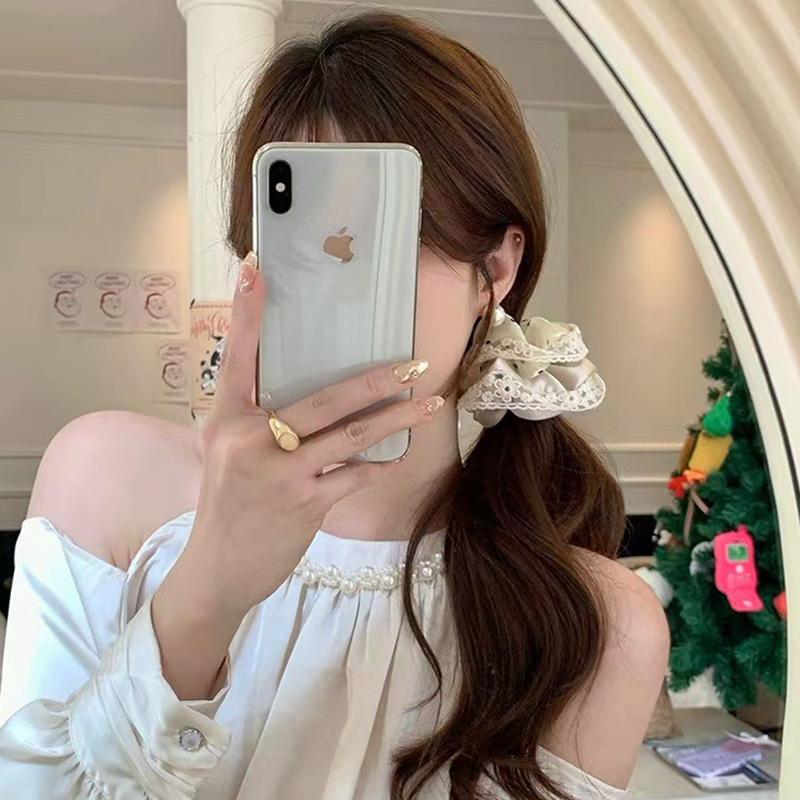 1pc French Style Simple and Sweet Lace Lace with Heart-shaped Polka Dots, Large Intestine Headband, Elegant Temperament
